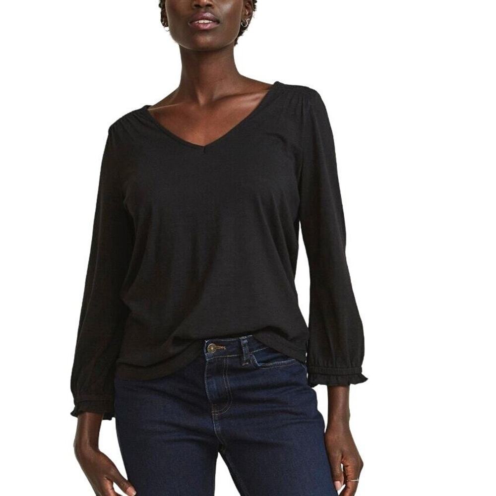 Fat Face GRACIE Cotton Blend Top Shirred LS Blouse USA Sz 2 NWT